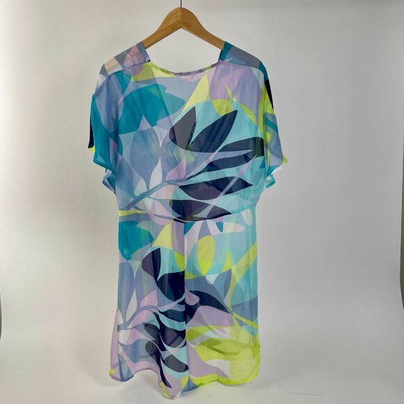 La Vie En Rose Flowy Swimsuit Beach Coverup Blue Yellow Purple, Size S - Picture 4 of 9